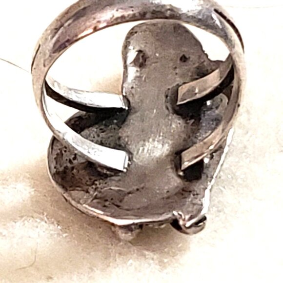 Navajo Sterling Coral Ring sz 5.75    NAR 1036 - Picture 5 of 8